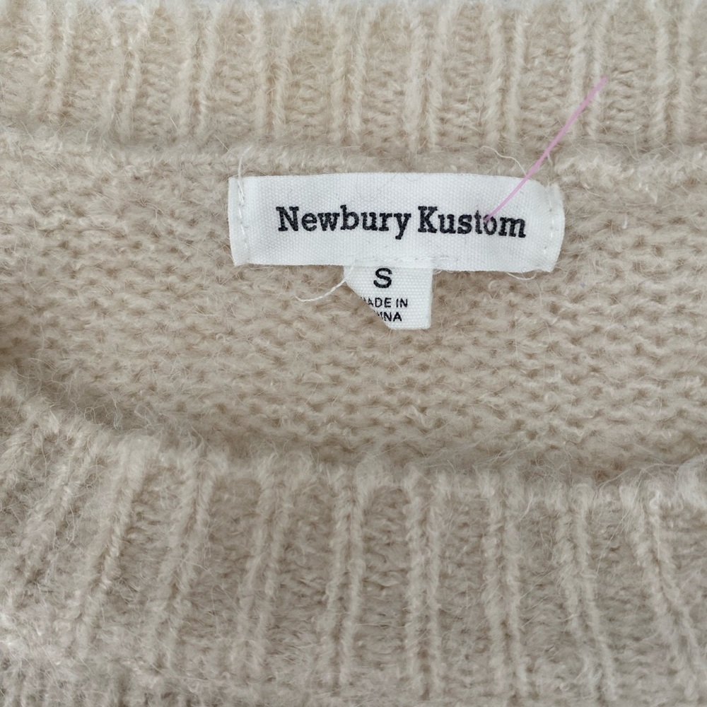 Rainbow striped tan crew sweater - Picture 2 of 2